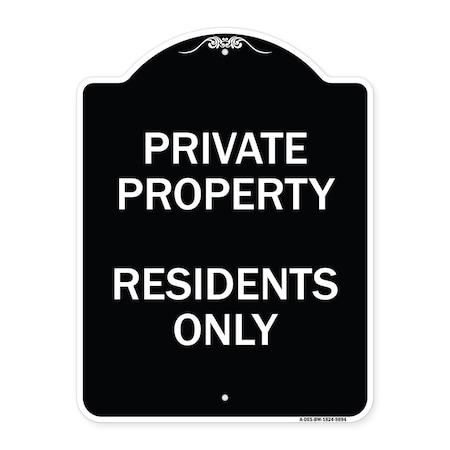 Signmission Designer Series Sign-Residents Only, Black & White Heavy-Gauge Aluminum, 24" x 18", BW-1824-9894 A-DES-BW-1824-9894